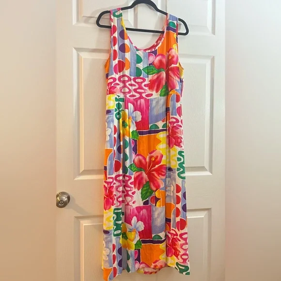 Vintage 90s Jams World Floral Maxi Dress L - Picture 10 of 10